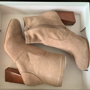 Sole Society Beige Suede Ankle Booties